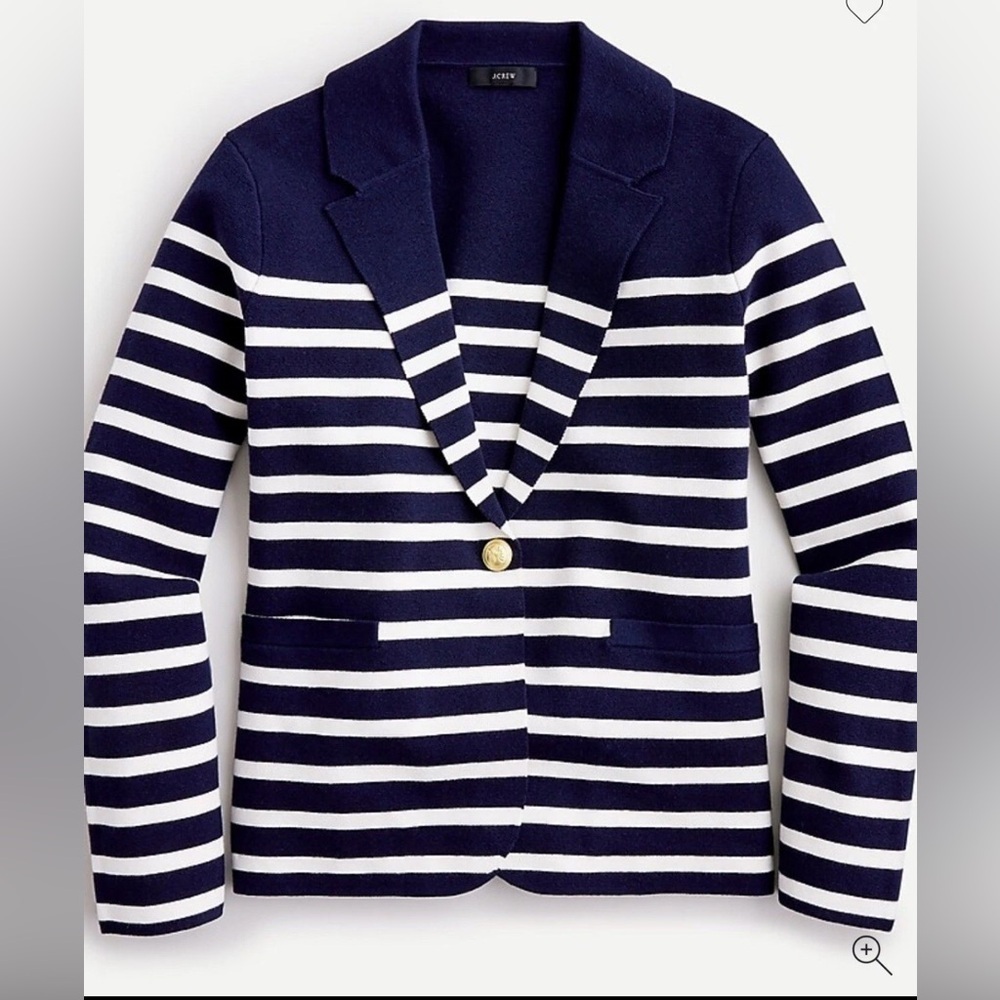 J. Crew Striped Blazer in Navy and White XS